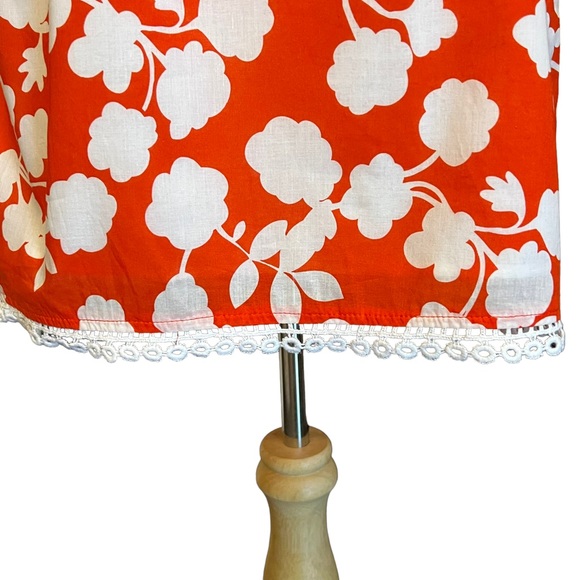Mud Pie Orange with White Flowers Sleeveless Dress Size Medium - Picture 4 of 8